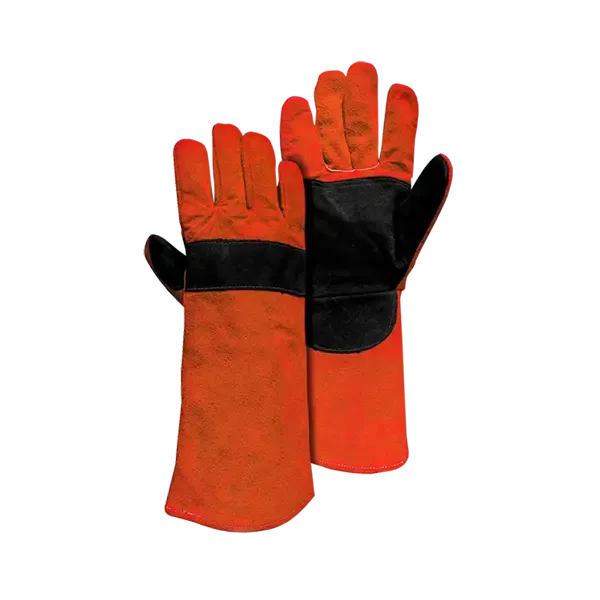 Guante de Cuero Soldador Descarne Naranja con Refuerzo Negro 15" Steelpro (300850670008)