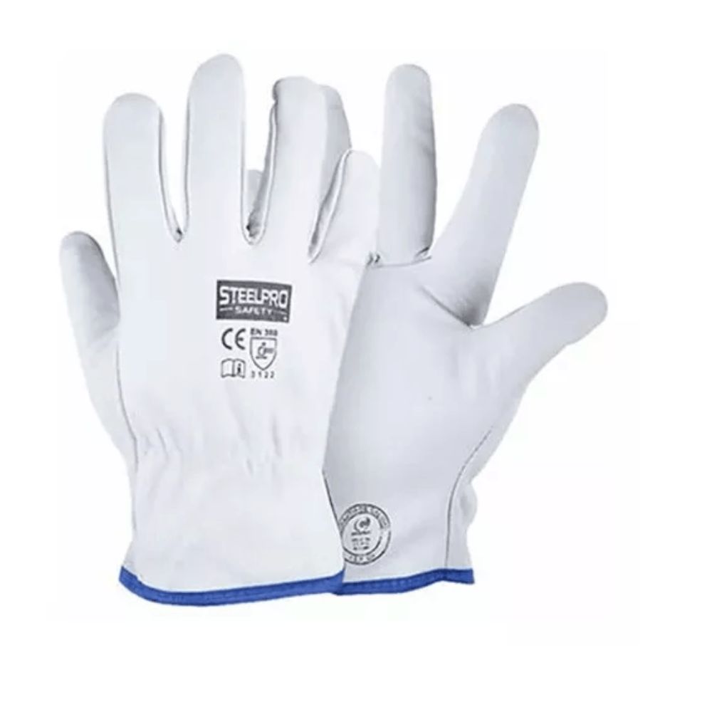 Guante de Cuero Steelpro Puño Corto Blanco