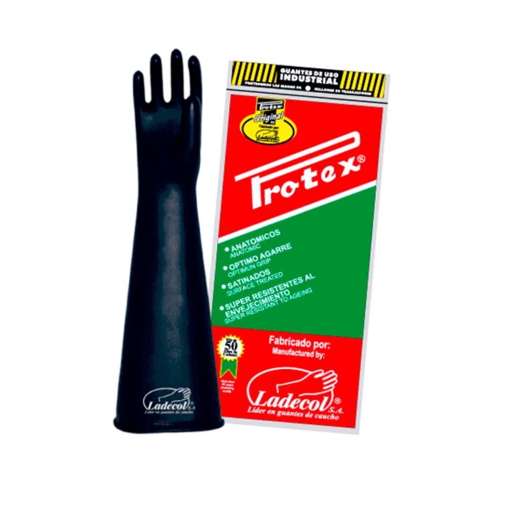 Guante de jebe calibre 65 de 20 pulgadas PROTEX negro